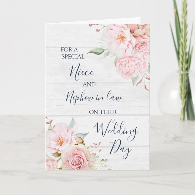 Rustic Floral Wedding Day Niece Nephew in Law Dankeskarte (Vorderseite)