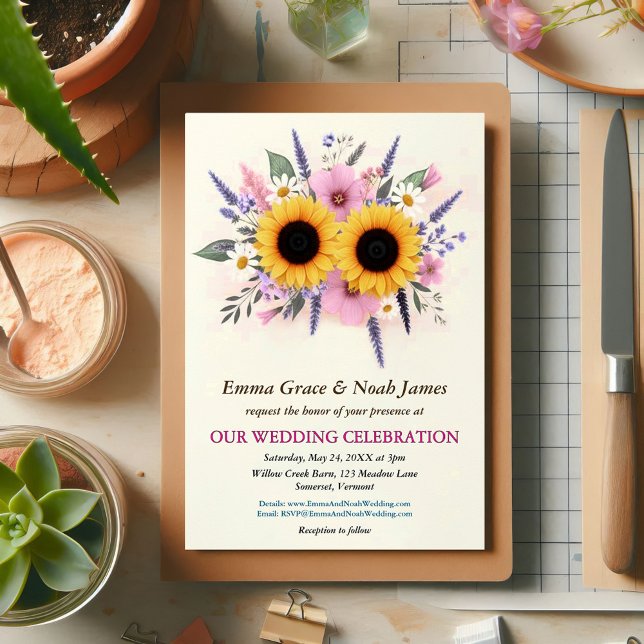 Rustic Floral Wedding Einladung (Von Creator hochgeladen)