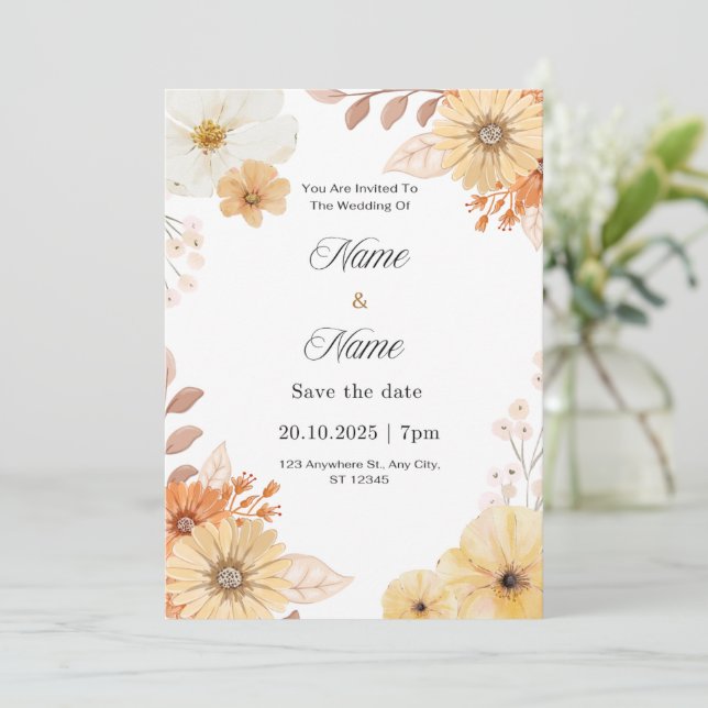 Rustic floral wedding invitation  (Debout devant)