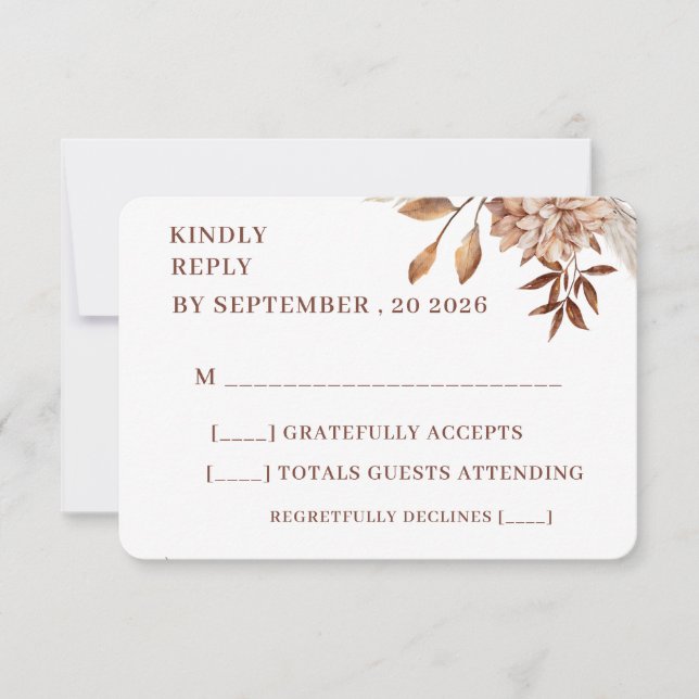 Rustic Floral Wedding RSVP Card – Earthy Elegance (Devant)