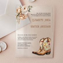 Rustic Floral Western Cowboy Boots Wedding