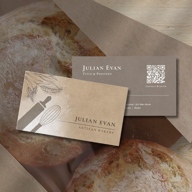 Rustic Flour Whisk Pastry Chef Artisan Bakery Visitenkarte (Rustic Flour Whisk Pastry Chef Artisan Bakery Business Card)