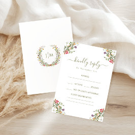 Rustic Flower Bloom Bohemian Wedding RSVP Cards Begleitkarte