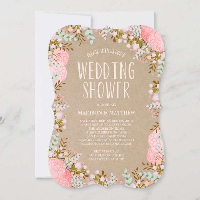 Rustic Flowers| Invitation Wedding shower (Devant)
