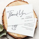 Rustic Flowers Minimal Modern Script Bridal Shower Dankeskarte<br><div class="desc">Simple minimal modern script "thank you" bridal shower card. On the back with wildflowers in a jar in dark blue with customizable text.</div>