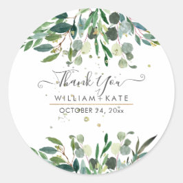 Rustic Foliage Blue Gum Eucalyptus Vielen Dank Runder Aufkleber