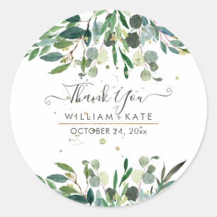 Rustic Foliage Blue Gum Eucalyptus Vielen Dank Runder Aufkleber