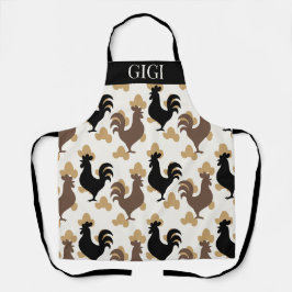 Rustic Folk Art Rooster Pattern, Farmhouse Kitchen Schürze