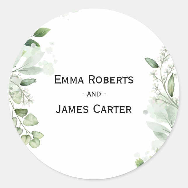 Rustic Folk Greenery Round Sticker (Vorderseite)