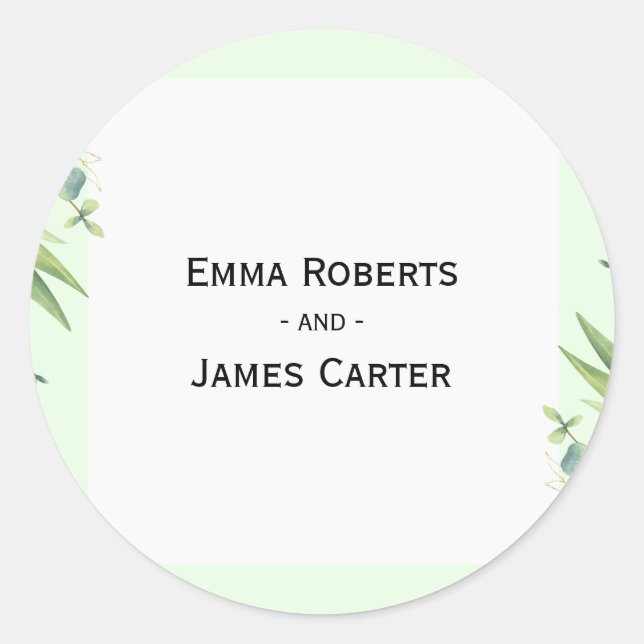 Rustic Folk Greenery Round Sticker (Vorderseite)