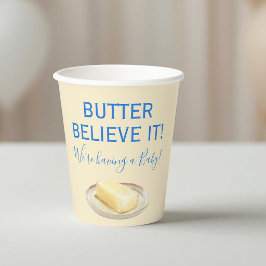 Rustic Food Butter Yellow Blue Boy Baby Shower Pappbecher