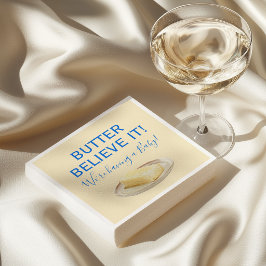 Rustic Food Butter Yellow Blue Boy Baby Shower Serviette