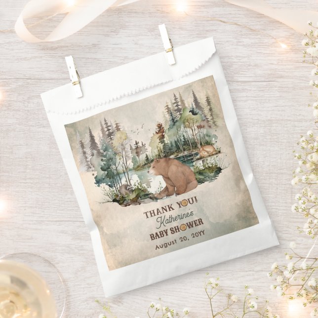 Rustic Forest Bearly Wait Baby Dusche Vielen Dank Geschenktütchen (Ausgeschnitten)