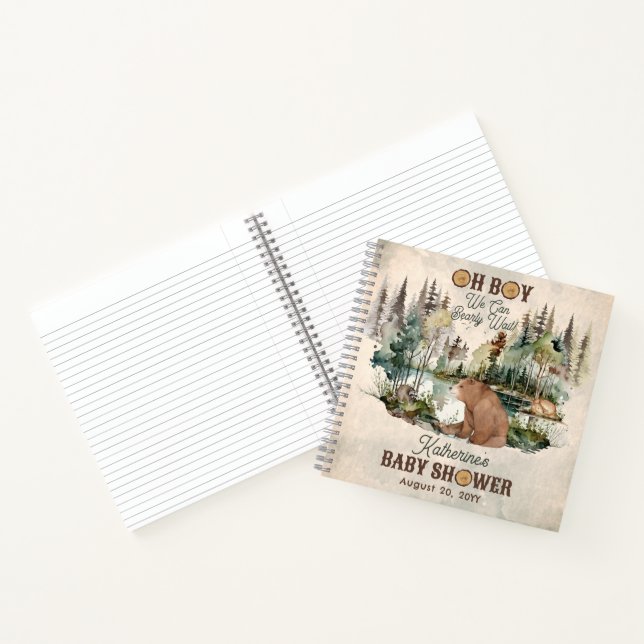 Rustic Forest Bearly Wait Baby Shooting Guest Book Notizbuch (Innenseite)