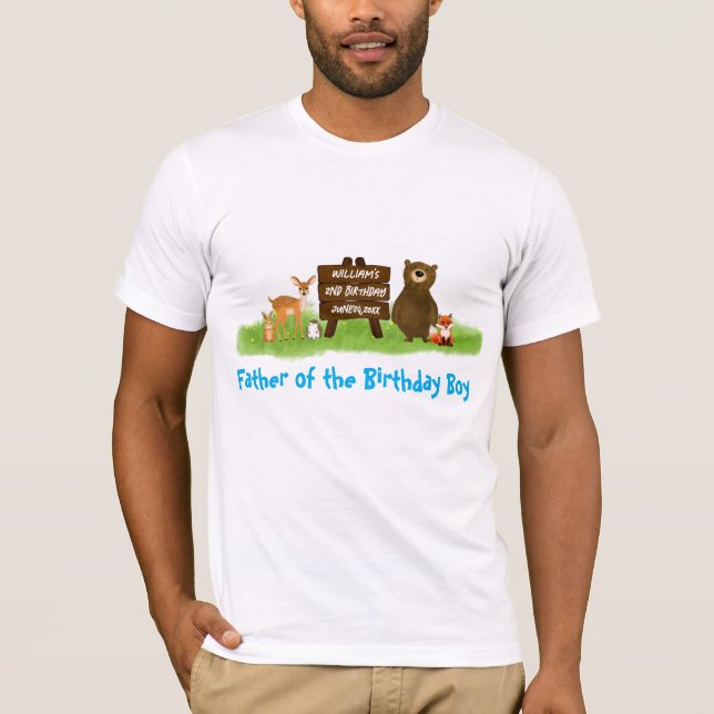 Rustic Forest Birthday Party Animals Father  T-Shirt (Vorderseite)