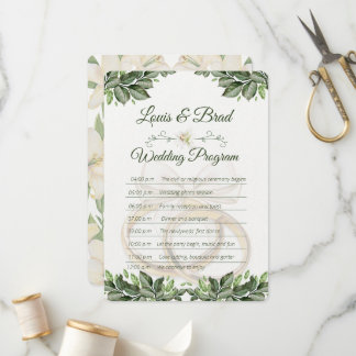 Rustic Forest Greenery Floral Wedding Program Card Programm