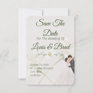 Rustic Forest Greenery Floral Wedding Save the Dat Ankündigung