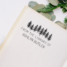 Rustic Forest Personal Library Book Briefmarke