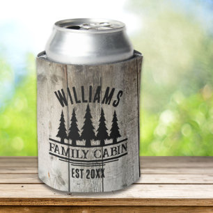 Rustic Forest Personalisierte Familienhüttenname E Dosenkühler