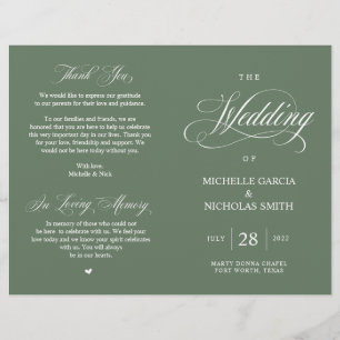 Rustic Forest Sage Green, Programme de mariage pli