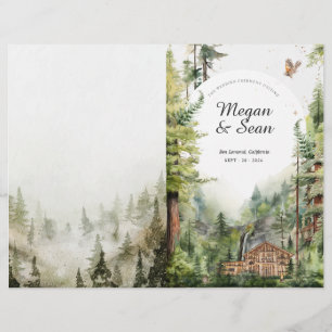 Rustic Forest Waterfall Wedding Programme