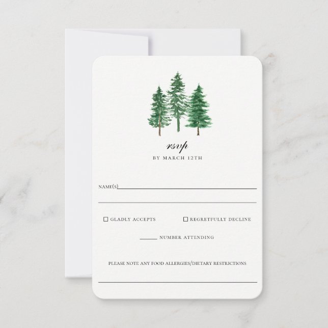 Rustic Forest Wedding Food Allergy RSVP Card (Vorderseite)