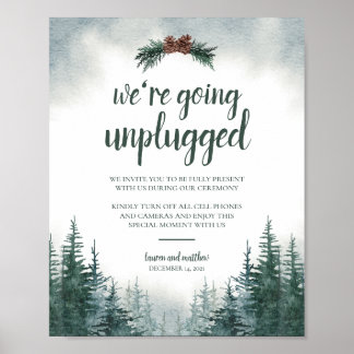 Rustic Forest Wedding Unplugged Ceremony Poster
