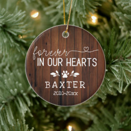 Rustic Forever In Our Hearts Paw Print Pet Keramik Ornament