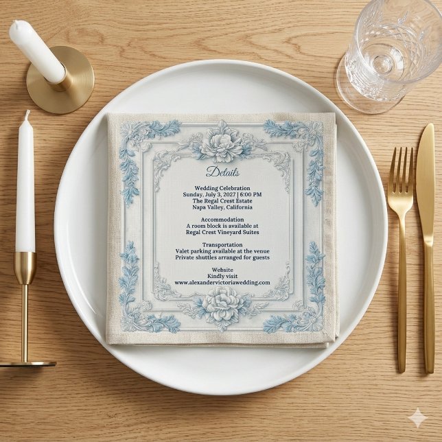 Rustic French Country Shabby Chic Decor White Blue Serviette (Rustic French Country Shabby Chic Decor White Blue Napkins)