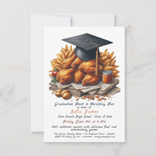 Rustic Fried Poulet Graduation Party Invitation (Devant)