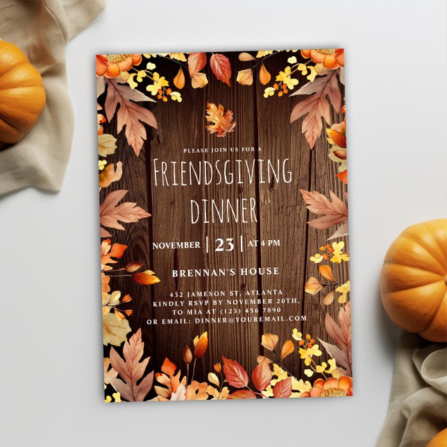 Rustic Friendsgiving Dinner Erntedank Party Einladung (Rustic Fall Friendsgiving Dinner Invitation)