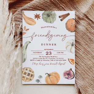 Rustic Friendsgiving Erntedank Dinner einladen Einladung