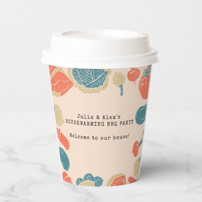 Rustic Friendsgiving Housewarming GRILLEN Erntedan Pappbecher (Vorderseite)