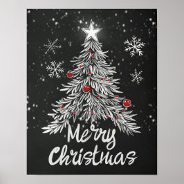 Rustic Frohe Weihnachts-Chalkboard Poster