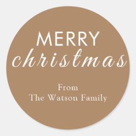 Rustic Frohe Weihnachts-Script-Round-Sticker Runder Aufkleber