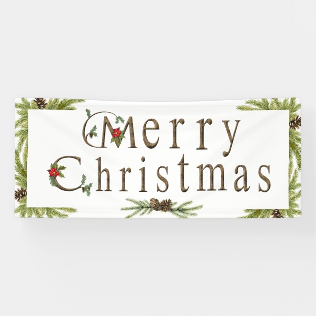 Rustic Frohe Weihnachtsbanner Banner (Horizontal)