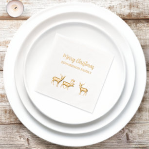 Rustic Frohe Weihnachtsnachts Familienname Hirsche Servietten Mit Folie