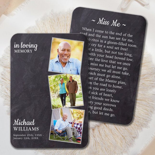Rustic Funeral Deluxe 3 Photo Memorial Prayer Card (Créateur téléchargé)