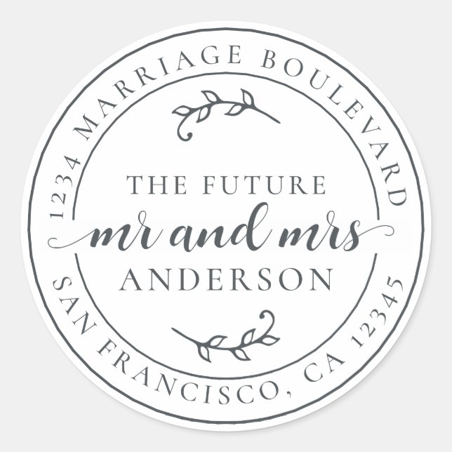 Rustic Future Mr. Off-Black Rücksendeadresse Runder Aufkleber (Vorderseite)