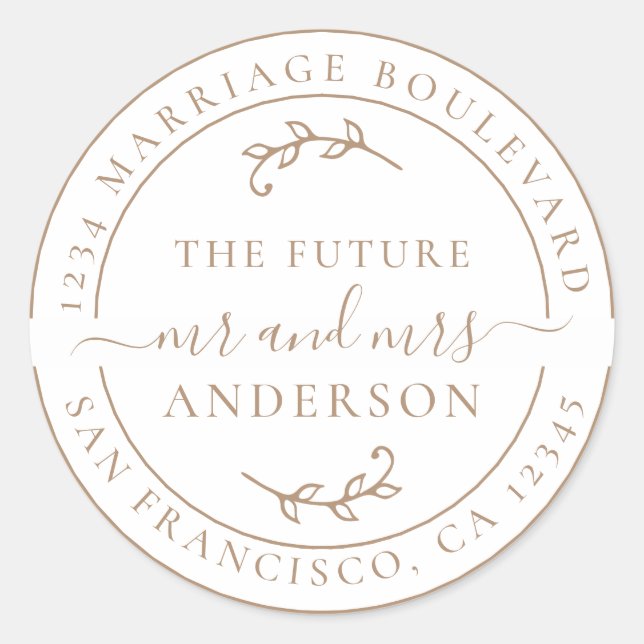 Rustic Future Mrs Coffee Rücksendeadresse Runder Aufkleber (Vorderseite)