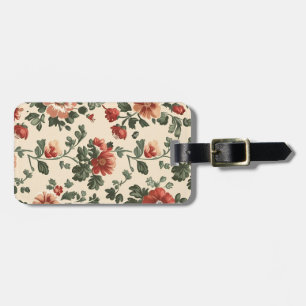 Rustic Garden Bloom - Vintages Muster aus Rotem Fl Gepäckanhänger