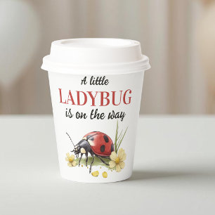 Rustic Garden Daisy Little Ladybug Baby Shower Pappbecher