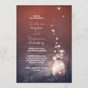 Rustic Garden Lights - Fireflies Mason Jar Wedding Einladung