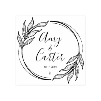 Rustic Garden Save the Date Logo Selbstfarbige Bri Gummistempel