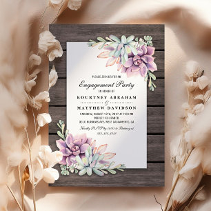 Rustic Garden Sukkulous floral Engagement Party Einladung