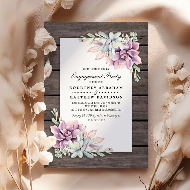 Rustic Garden Sukkulous floral Engagement Party Einladung (Von Creator hochgeladen)