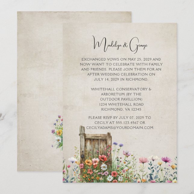 Rustic Garden Thema Empfang nur Einladung (Vorne/Hinten)