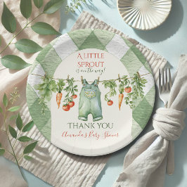 Rustic Gender Neutral Little Sprout Baby Shower Pappteller