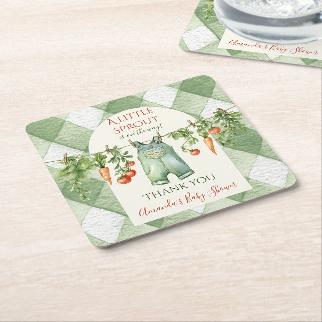 Rustic Gender Neutral Little Sprout Baby Shower Rechteckiger Pappuntersetzer (angewinkelt)