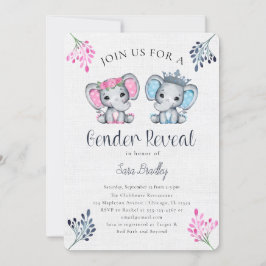 Rustic Gender Reveal Burlap Elefant Baby Dusche Einladung
